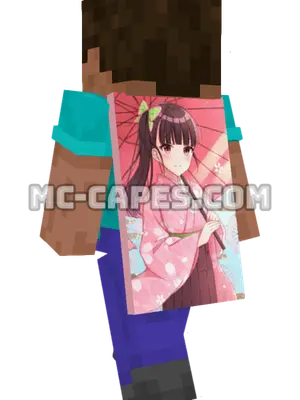 Kanao Tsuyuri Kimono Minecraft cape worn on a player