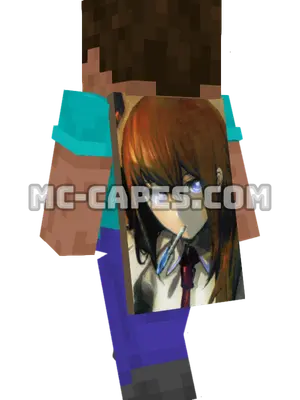 Kurisu Makise Minecraft cape worn on a player