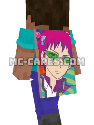 Kusuo Saiki Minecraft cape worn on a player