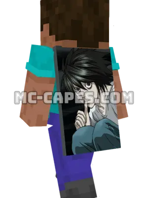L Lawliet Minecraft cape worn on a player