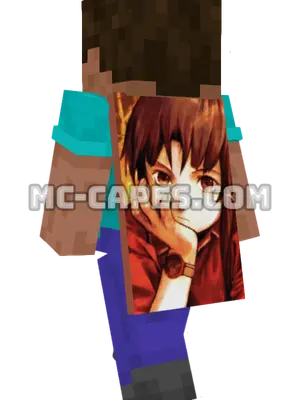 Lain Iwakura Minecraft cape worn on a player
