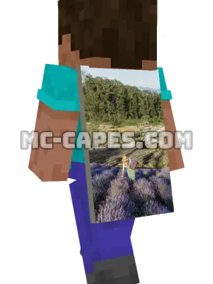 Lavender Field Woman Minecraft cape worn on a player