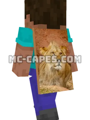 Lion Portrait Minecraft cape worn on a player