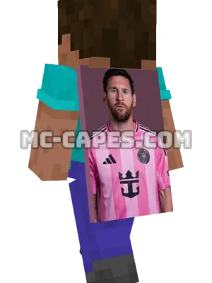 Lionel Messi Minecraft cape worn on a player