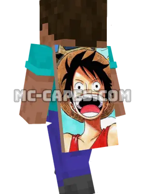 Luffy Monkey Minecraft cape worn on a player