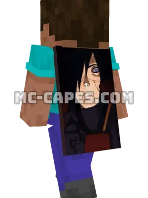 Madara Uchiha Minecraft cape worn on a player