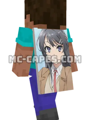 Mai Sakurajima Minecraft cape worn on a player
