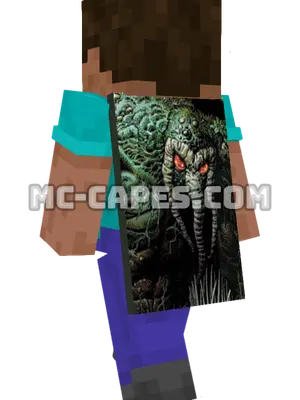 Man-Thing Minecraft cape worn on a player