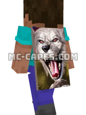 Man-Wolf Minecraft cape worn on a player