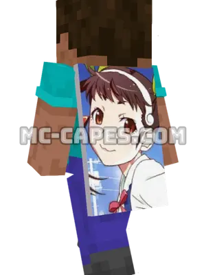 Mayoi Hachikuji Minecraft cape worn on a player