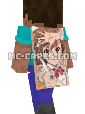Mikoto Misaka Minecraft cape worn on a player