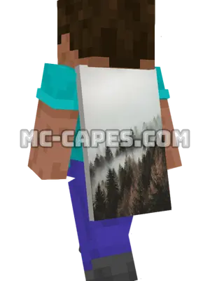 Misty Evergreen Forest Minecraft cape worn on a player