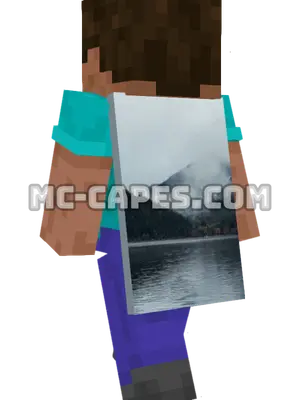 Misty Mountain Lake Minecraft cape worn on a player