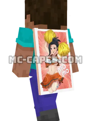 Momo Yaoyorozu Cheerleader Minecraft cape worn on a player