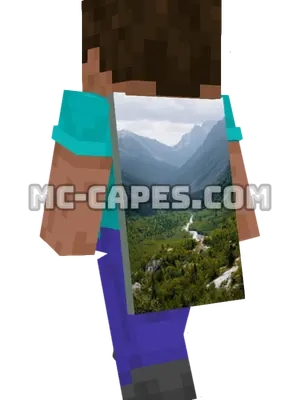 Mountain Valley River Minecraft cape worn on a player