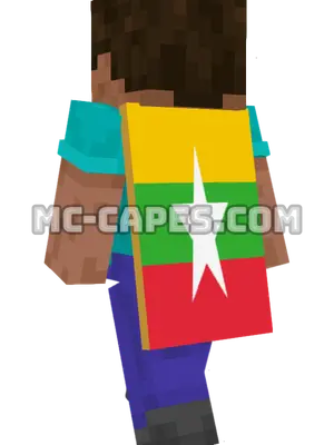Myanmar Flag Minecraft cape worn on a player