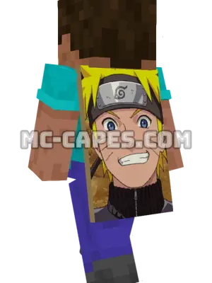 Naruto Uzumaki Minecraft cape worn on a player