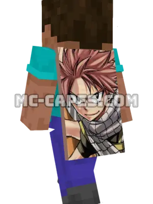 Natsu Dragneel Minecraft cape worn on a player