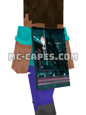 Neon City Street Minecraft cape worn on a player