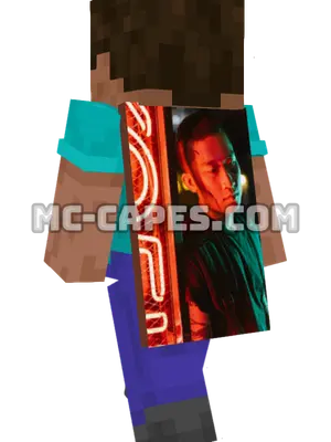 Neon Man Portrait Minecraft cape worn on a player