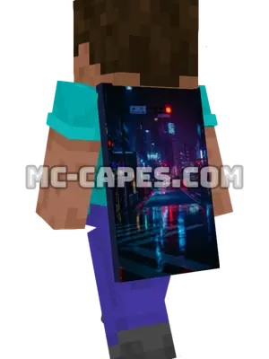 Neon Street Tokyo Minecraft cape worn on a player