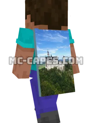 Neuschwanstein Castle Minecraft cape worn on a player