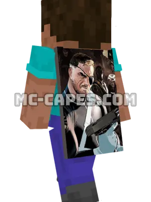 Nick Fury Minecraft cape worn on a player