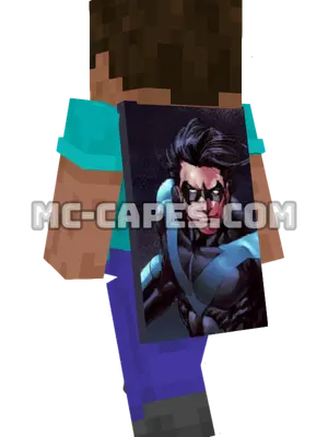 Nightwing Minecraft cape worn on a player