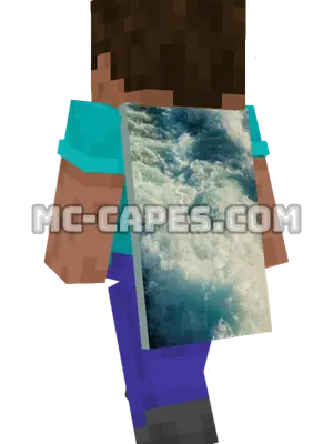 Ocean Waves Splash Minecraft cape worn on a player