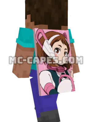 Ochako Uraraka Minecraft cape worn on a player