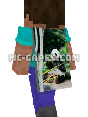 Panda Eating Bamboo Minecraft cape worn on a player