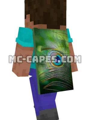 Peacock Feather Minecraft cape worn on a player