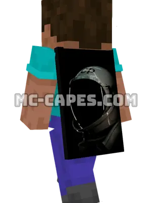 Person in Helmet Minecraft cape worn on a player