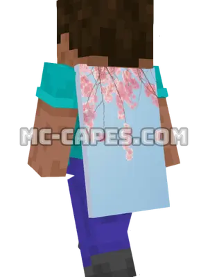 Pink Cherry Blossom Minecraft cape worn on a player