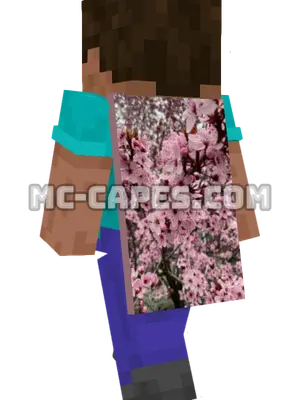 Pink Cherry Blossoms Minecraft cape worn on a player