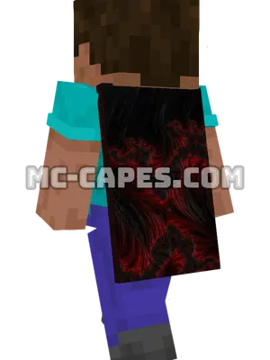 Red Black Artwork Minecraft cape worn on a player