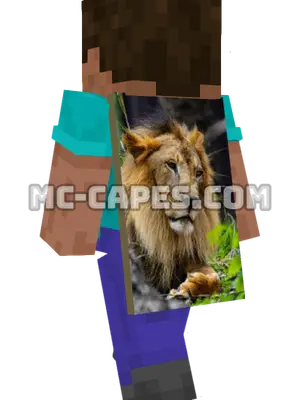 Resting Lion Minecraft cape worn on a player