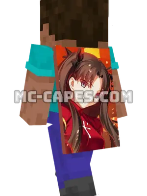 Rin Tohsaka Minecraft cape worn on a player