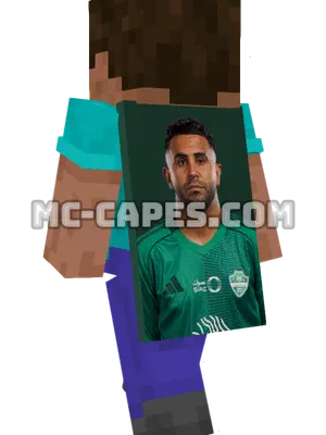 Riyad Mahrez Minecraft cape worn on a player