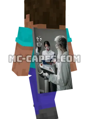 Robots In Lab Minecraft cape worn on a player