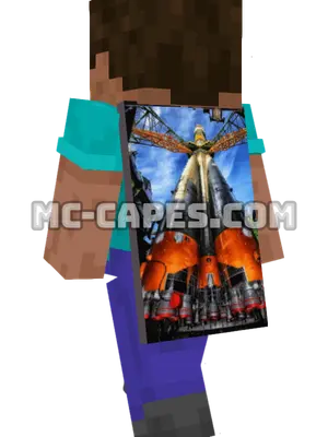 Rocket Launch Minecraft cape worn on a player