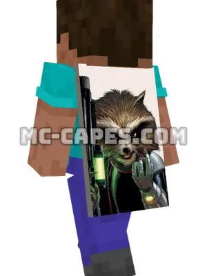 Rocket Raccoon Minecraft cape worn on a player