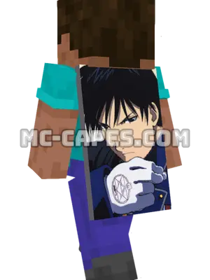 Roy Mustang Minecraft cape worn on a player