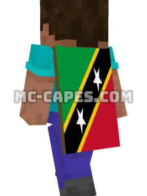 Saint Kitts and Nevis Flag Minecraft cape worn on a player