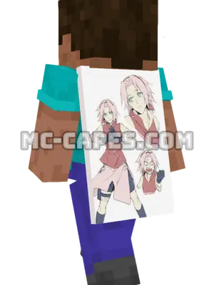 Sakura Haruno Angry Minecraft cape worn on a player