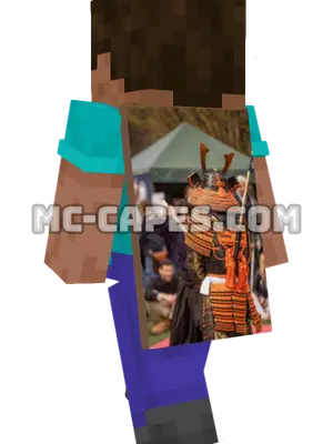 Samurai Costume Demonstration Minecraft cape worn on a player