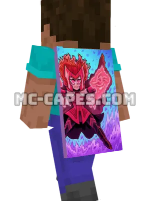 Scarlet Witch Flying Minecraft cape worn on a player
