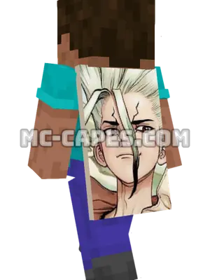Senkuu Ishigami Minecraft cape worn on a player