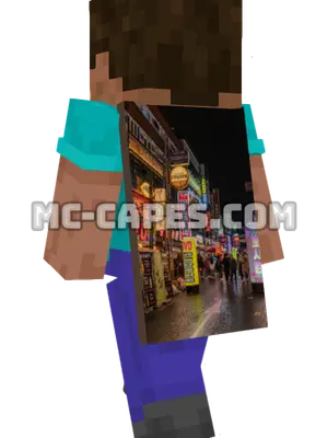 Seoul Nightlife Minecraft cape worn on a player