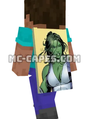 She-Hulk Minecraft cape worn on a player